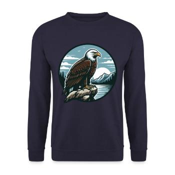ADLER GREIFVOGEL HABICHT JÄGER FLUG MAJESTÄT FEDER - Unisex Pullover - Navy - Vorne - Alina (178cm) & Michal (187cm)