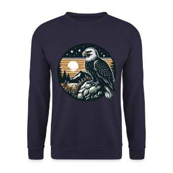 ADLER GREIFVOGEL HABICHT JÄGER FLUG MAJESTÄT FEDER - Unisex Pullover - Navy - Vorne - Alina (178cm) & Michal (187cm)