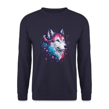 LOUP, COSMIQUE, UNIVERS, PLANÈTE, ÉTOILES, GALAXIE, MONDE - Sweat-shirt Unisexe - marine - Devant - Alina (178cm) & Michal (187cm)