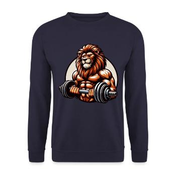 POWERFUL LION POWER MUSCLE BUILDING WEIGHTLIFTING GYM - Unisex Sweatshirt - navy - Front - Alina (178cm) & Michal (187cm)