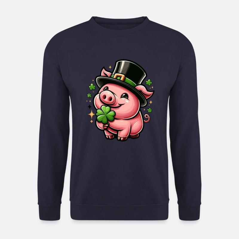 GLÜCKSSCHWEIN KLEEBLATT ZYLINDER GLÜCK WOHLSTAND - Unisex Pullover - Navy