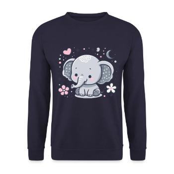 ÉLÉPHANT ANIMAL BÉBÉ MIGNON ENFANT ENFANT IDÉE CADEAU - Sweat-shirt Unisexe - marine - Devant - Alina (178cm) & Michal (187cm)