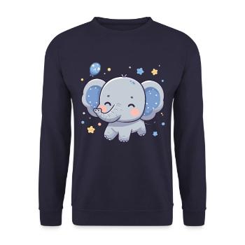 ÉLÉPHANT ANIMAL BÉBÉ MIGNON BAMBIN ENFANT IDÉE CADEAU - Sweat-shirt Unisexe - marine - Devant - Alina (178cm) & Michal (187cm)
