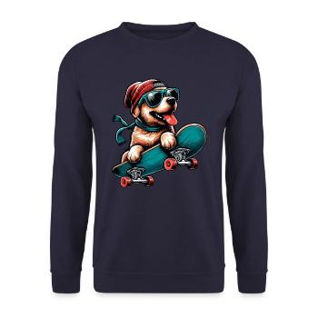 LABRADOR RETRIEVER CHIEN SKATEBOARD LUNETTES DE MODE - Sweat-shirt Unisexe - marine - Devant - Alina (178cm) & Michal (187cm)
