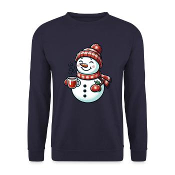 BONHOMME DE NEIGE BOISSON FROIDE CHALEUR CAFÉ THÉ HIVER - Sweat-shirt Unisexe - marine - Devant - Alina (178cm) & Michal (187cm)