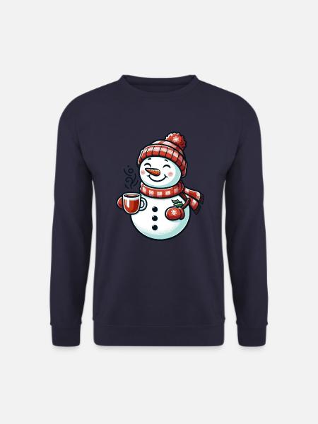 SCHNEEMANN KÄLTE GETRÄNK WÄRME KAFFEE TEE WINTER - Unisex Pullover - Navy