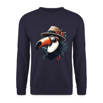 TOUCAN HAT SUNGLASSES HOLIDAY SAFARI BIRD PLANT - Unisex Sweatshirt - navy - Front - Alina (178cm) & Michal (187cm)