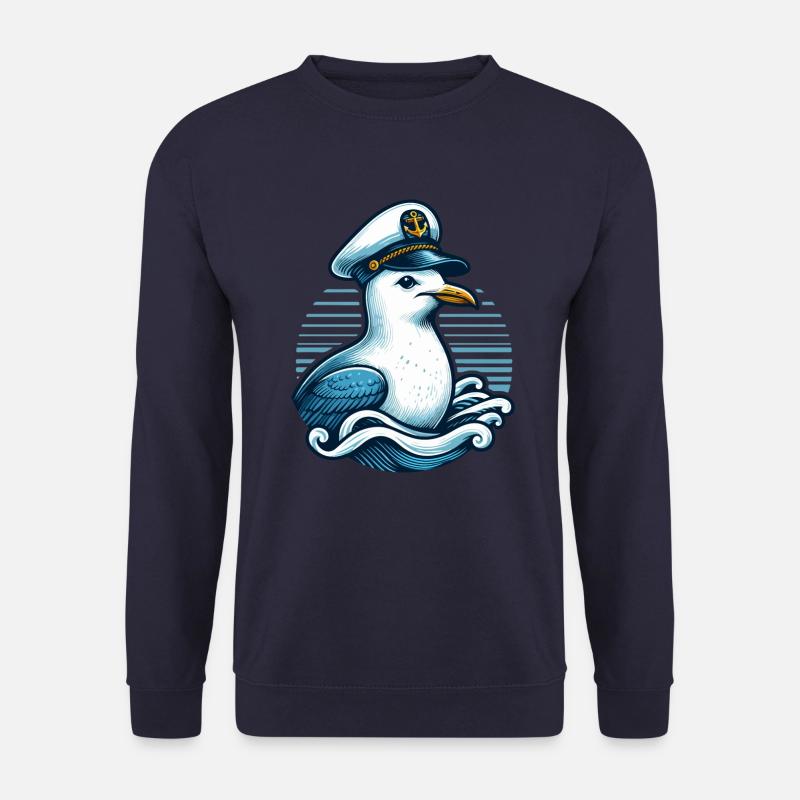 MÖWE KAPITÄN MÜTZE MEER WELLEN MARITIM BLAU ANKER - Unisex Pullover - Navy