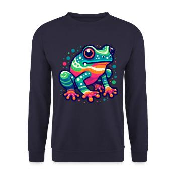 FROSCH KRÖTE UNKE LURCH SUMPF SEE FLUSS FARBENFROH - Unisex Pullover - Navy - Vorne - Alina (178cm) & Michal (187cm)