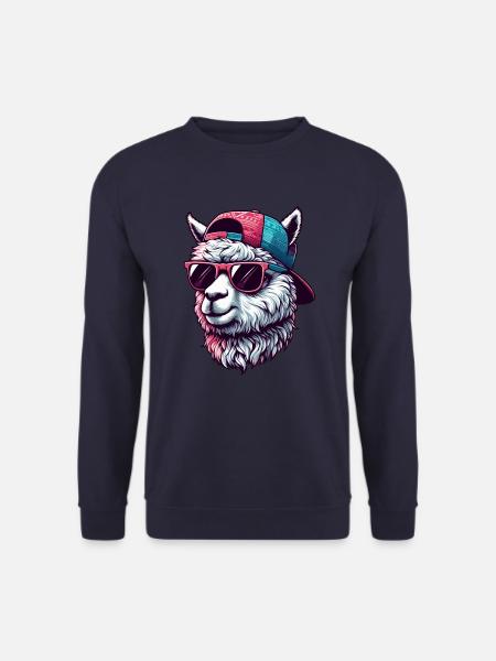 ALPACA CAP GOGGLES COOL SKATER SPORT FUR ANIMALS - Unisex Sweatshirt - navy