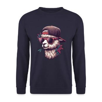 ALPAGA CAP LUNETTES COOL SKATER SPORT FOURRURE ANIMAUX - Sweat-shirt Unisexe - marine - Devant - Alina (178cm) & Michal (187cm)