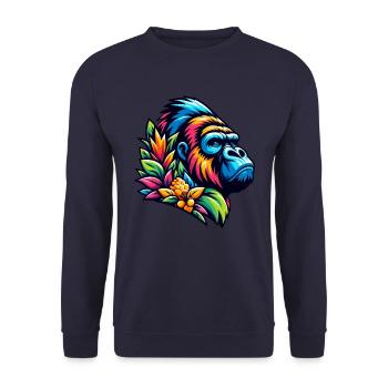 GUARDING GORILLA JUNGLE PLANT AFRICA FRUITS - Unisex Sweatshirt - navy - Front - Alina (178cm) & Michal (187cm)