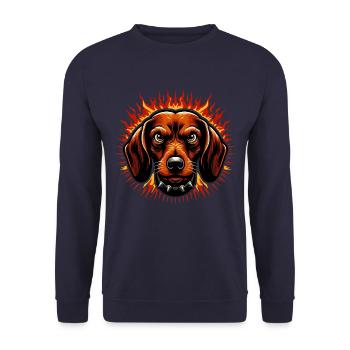 TECKEL, CHIEN, ANIMAL, EN COLÈRE, EN COLÈRE, EN COLÈRE, COMBAT, ALERTE - Sweat-shirt Unisexe - marine - Devant - Alina (178cm) & Michal (187cm)