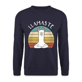 Llamaste - Funny Retro Llama Alpaca Lovers Gift - Unisex Sweatshirt - navy - Front - Alina (178cm) & Michal (187cm)