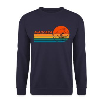 Landkarte von der Insel Mallorca Sonnenuntergang - Unisex Pullover - Navy - Vorne - Alina (178cm) & Michal (187cm)