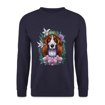 Lévrier afghan aux fleurs colorées - Sweat-shirt Unisexe - marine - Devant - Alina (178cm) & Michal (187cm)