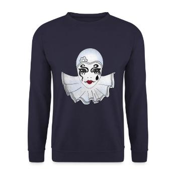 Pierrot weiß Karneval Venedig Illustration - Unisex Pullover - Navy - Vorne - Alina (178cm) & Michal (187cm)