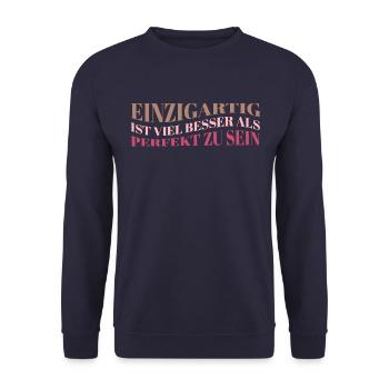 Unique is better than perfect - Unisex Sweatshirt - navy - Front - Alina (178cm) & Michal (187cm)