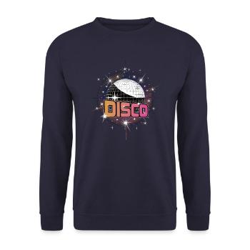 Disco Ball Club Party Sterne Retro - Unisex Pullover - Navy - Vorne - Alina (178cm) & Michal (187cm)