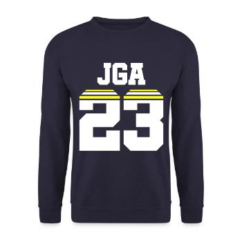 Jga 23 Maillot Enterrement de vie de jeune fille - Sweat-shirt Unisexe - marine - Devant - Alina (178cm) & Michal (187cm)