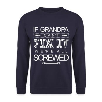 Best Grandpa. Opa. If grandpa cant fix it - Unisex Pullover - Navy - Vorne - Alina (178cm) & Michal (187cm)