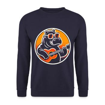 Guitare hippopotame pépinière - Sweat-shirt Unisexe - marine - Devant - Alina (178cm) & Michal (187cm)
