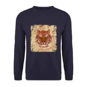TIGER PRINT - Unisex Sweatshirt - navy - Front - Alina (178cm) & Michal (187cm)