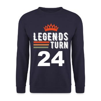 Legends turn 24, 24 birthday - Unisex Sweatshirt - navy - Front - Alina (178cm) & Michal (187cm)