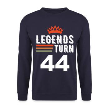 Legends turn 44, 44 birthday - Unisex Sweatshirt - navy - Front - Alina (178cm) & Michal (187cm)