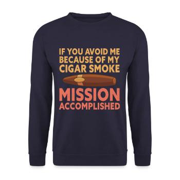 Cigar Smoke Saying Funny Cigar Smoker - Unisex Pullover - Navy - Vorne - Alina (178cm) & Michal (187cm)