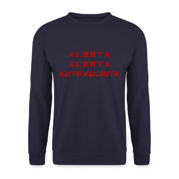 antifasciste antifasciste ANTIFASCHISTE LINKSRADIKAL - Sweat-shirt Unisexe - marine - Devant - Alina (178cm) & Michal (187cm)