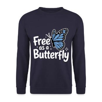 Schmetterling Monarchfalter Bunt Schmetterlinge - Unisex Pullover - Navy - Vorne - Alina (178cm) & Michal (187cm)