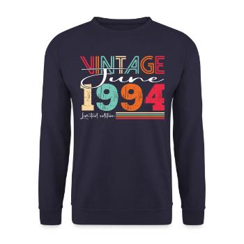 Vintage June 1994 28th birthday Men 28 years - Unisex Sweatshirt - navy - Front - Alina (178cm) & Michal (187cm)