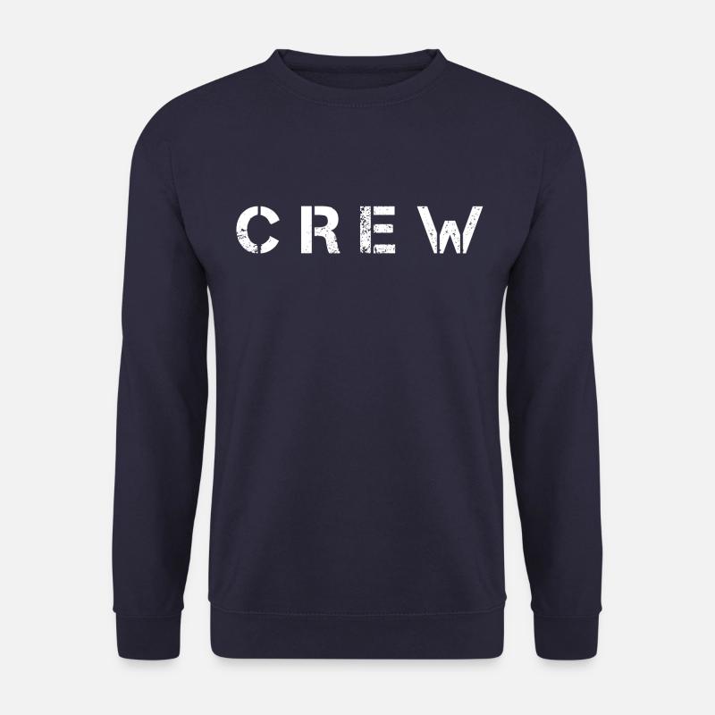 Crew - White - Unisex Pullover - Navy