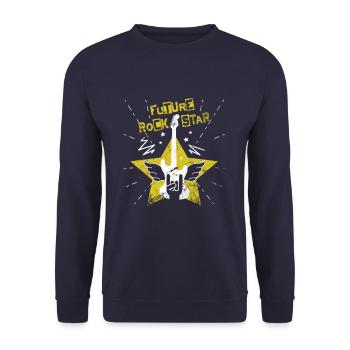 FUTURE ROCK STAR Funny Rocker Guitar Design - Unisex Sweatshirt - navy - Front - Alina (178cm) & Michal (187cm)