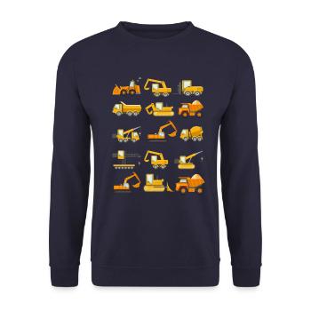 Construction Diggers Trucks Vehicles Design - Unisex Sweatshirt - navy - Front - Alina (178cm) & Michal (187cm)