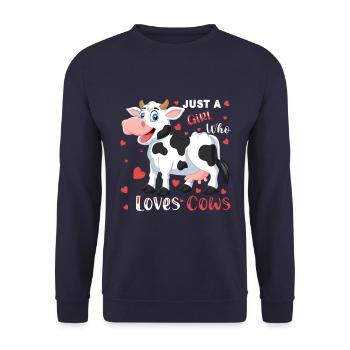 Just a girl who loves cows design for a cows lover - Unisex Sweatshirt - navy - Front - Alina (178cm) & Michal (187cm)