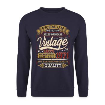 50 Years Birthday Shirt for 1971 Born - Unisex Sweatshirt - navy - Front - Alina (178cm) & Michal (187cm)