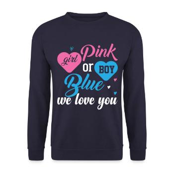 Pink or Blue Boy or Girl We Love You Design - Unisex Sweatshirt - navy - Front - Alina (178cm) & Michal (187cm)