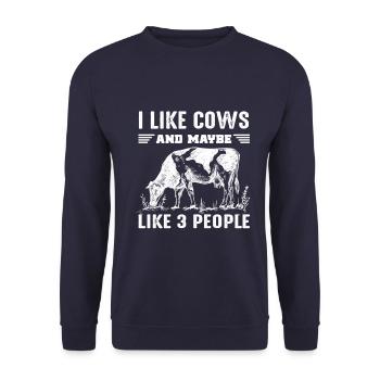 I Like Cows And Maybe Like 3 People Cow Design - Unisex Sweatshirt - navy - Front - Alina (178cm) & Michal (187cm)