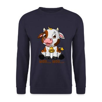 Moo Cow Funny Farmer cow design for a moo moo - Unisex Sweatshirt - navy - Front - Alina (178cm) & Michal (187cm)