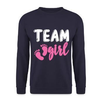 Team Girl Gender Reveal Design for growing parents - Unisex Sweatshirt - navy - Front - Alina (178cm) & Michal (187cm)