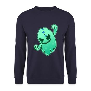 funny space ghost shirt - Unisex Sweatshirt - navy - Front - Alina (178cm) & Michal (187cm)
