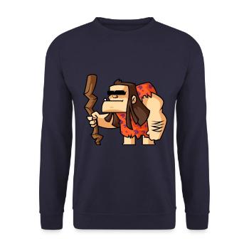 Funny Comic Neanderthals - Unisex Sweatshirt - navy - Front - Alina (178cm) & Michal (187cm)