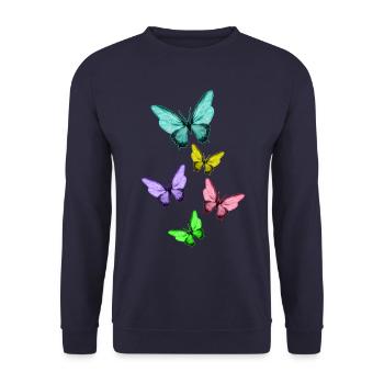 Cute Colorful Butterflies Vintage Butterfly - Sweat-shirt Unisexe - marine - Devant - Alina (178cm) & Michal (187cm)