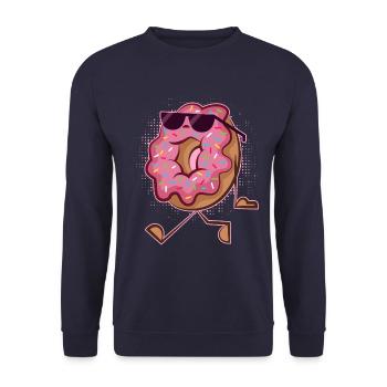 Funny Donut Wearing Sunglass -Donut On Beach For - Sweat-shirt Unisexe - marine - Devant - Alina (178cm) & Michal (187cm)