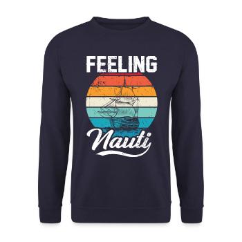 Feeling Nauti Design as sailing Motive men - Unisex Sweatshirt - navy - Front - Alina (178cm) & Michal (187cm)