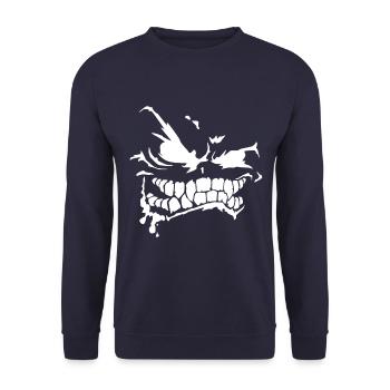 Demon Evil Smile Apparel - Villain Lover Halloween - Unisex Sweatshirt - navy - Front - Alina (178cm) & Michal (187cm)