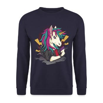 heavy metal unicorn rock - Unisex Sweatshirt - navy - Front - Alina (178cm) & Michal (187cm)