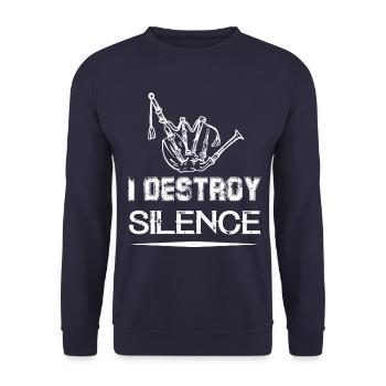 i destroy silence bagpipe - Unisex Sweatshirt - navy - Front - Alina (178cm) & Michal (187cm)